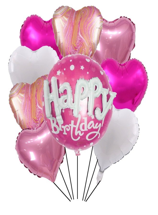CSTYWC 9PCS Happy Birthday Mylar Balloons Set 36inch Hot Pink Happy Birthday Foil Balloons Decorations for Barbie Party Decorations Princess Girl's Birthday - Image 1